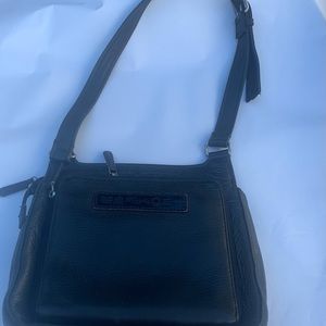 Fossill pebbled black leather purse crossbody handbag